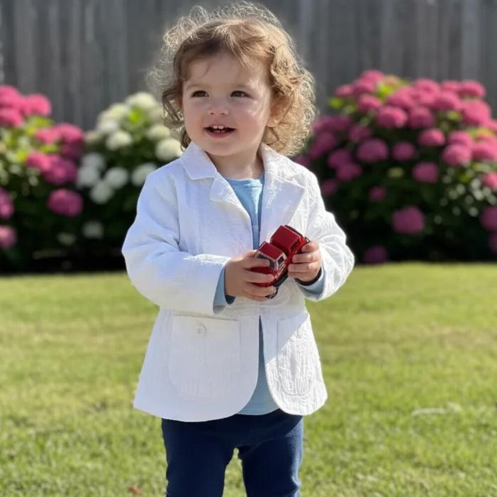 Motionwear Mini White Embroidered Floral Lined Jacket 18-23 Months